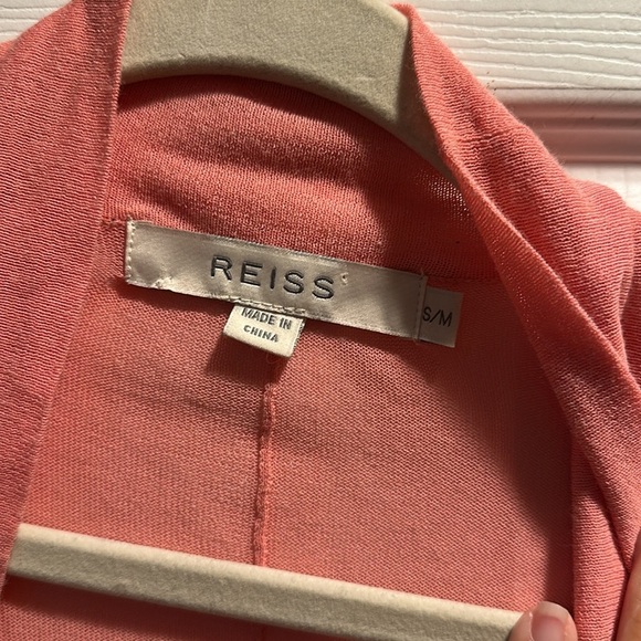 REISS Pink Lightweight Cardigan Open Coccon Sweater Shrug S/M balletcore - Picture 2 of 7